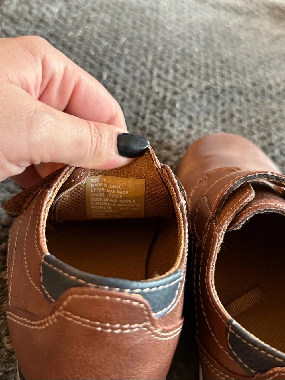 Classic Brown Kids Leather Velcro Shoes